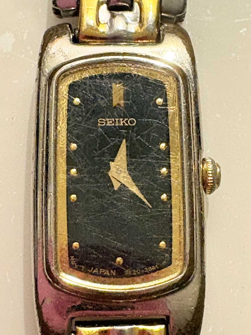 Seiko Two-Tone Gold and Black Women's Rectangular Watch Quartz
